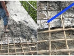 রডের বদলে বাঁশের কঞ্চি দিয়ে ব্রিজ ঢালাই