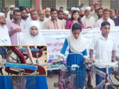 এডিপির টাকায় কেনা সাইকেলে এমপির ‘স্টিকার’