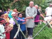 লাল ফিতা কেটে বাঁশের সাঁকো উদ্বোধন করলেন বিএনপি নেতা