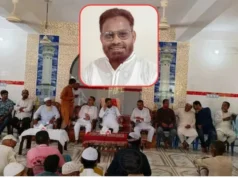 মসজিদে চেয়ার-টেবিল ও সোফা বসিয়ে বিএনপি সংসদ সদস্যের সভা